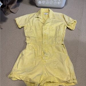 The cutest light yellow denim romper